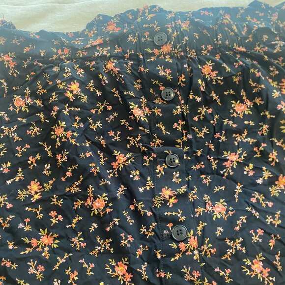 Host Pick 🎀 NWOT Madewell Black Floral Button-front Mini Skirt Size XXL - Picture 3 of 8